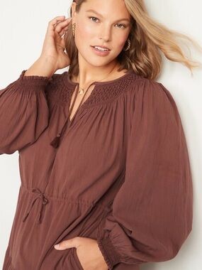 Brown maxi summer linen dress